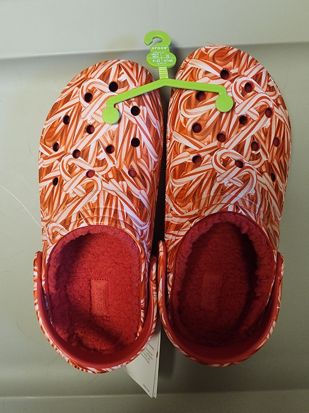 CROCS Red And White Candy Cane Fleece Lined